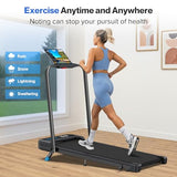 Foldable Treadmill with 10% Incline, 4 in 1 Compact Walking Pad Treadmill with Handle Bar for Home Small Spaces, 3.0HP Portable Quiet