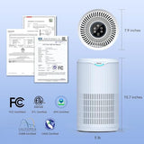 Air Purifiers for Home Large Room Up to 1680 Ft², Tailulu H13 HEPA Air Filter Cleaner, 360° Air Intake & Outlet,Smoke Dust Pollen,15dB Sleep Mode Air Purifiers
