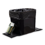 HAUSSIMPLE Car Trash Can – Leakproof 1.4 Gallon Compact Garbage Bin with Stability Flap & Anti-Slip Base (Black, Large)