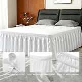 ANARACHON Full Bed Skirt, Elastic Wrap Around Bed Skirt Full Size, Bed Skirts for Adjustable Bed, Easy Fit with 18" Drop Length Tailored Drop Dust Ruffle (White)