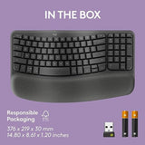 Logitech Wave Keys Wireless Ergonomic Keyboard with Cushioned Palm Rest, Comfortable Natural Typing
