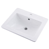 Jshozzy Drop in Bathroom Sink, 21"x18" White Rectangular Modern Ceramic Semi Recessed Vessel Sink with Overflow Above Counter Bathroom Vanity Basin