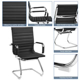 Yaheetech Faux Leather Office Reception Chair Without Wheels Mid Back Ergonomic Guest Chairs for Conference