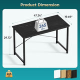 47 Inch Computer Office Desk for Small Spaces, Writing Gaming Work Desk Modern Study Table, Black
