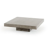 Pemberly Row Square Modern Concrete Coffee Table, 43 x 43 x 12 in, Fiber Reinforced Stone, Dark Gray Acrylic Sealed Finish, Elegant Sturdy Design for Living Room or Outdoor Use