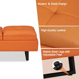 7-Seat Waiting Room Chairs Modern Entryway Bench with Thickened Cushion PU Leather Living Room Bench