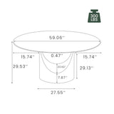 POVISON Round Dining Table Set, 59" Sintered Stone Dining Table with 6 Dining Chairs Set, Glass with Bronze Sintered Stone Tabletop with Bronze Carbon Steel Pedestal