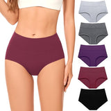 CleainKorte Plus Size Cotton Underwear for Women High Waisted Briefs Full Coverage Underwear Breathable 5 Pack 2XL