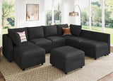 HONBAY Modular Sectional Sofa Couch with Storage, Modern U Shaped Sectional Sofa