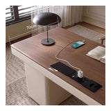 zhongxlla Standing Desk, PC Table Writing Desk with Charging, Modern Walnut Finish Home Office