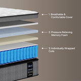 LETMOON California King Mattress, 14 Inch Luxury Hybrid Cal King Mattress