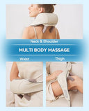 PERLEVI Neck and Shoulder Massager for Pain Relief Deep Tissue-Shiatsu Deep Kneading Massager with Heat to Relieve Neck Shoulder Back Waist Leg Muscle Soreness Fatigue (Beige)