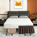 ANARACHON Queen Bed Skirt, Elastic Wrap Around Bed Skirt Queen Size, Bed Skirts for Adjustable Bed, Easy Fit with 14" Drop Length Tailored Drop Dust Ruffle (Brwon)