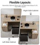 63" Executive Desk, Modern Office Desk with Storage Drawers & Power Outlets, Reversible L-Shaped Computer Desk