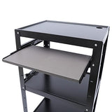 Steel AV Cart on Wheels with Pull-Out Keyboard Tray, 4-Tier Height Adjustable Rolling Media Cart