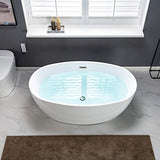 WOODBRIDGE 55" Acrylic Freestanding Bathtub Contemporary Soaking White Tub with Brushed Nickel Overflow and Drain,BTA1418 -B/N-Drain &O