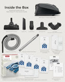 Miele Classic C1 Pure Suction Canister Vacuum Cleaner with AllTeQ Universal Floorhead Bundle - Includes GN Bag Pack - 4 HyClean Air Genuine FilterBags + Genuine AirClean Filter and Pre-Motor Filter