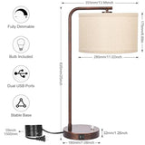 Vintage Table Lamp, Fully Dimmable Table Lamp with C+A USB Charging Ports, Farmhouse Bedside Lamp Nightstand Light