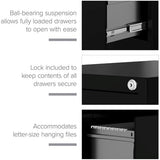 Scranton & Co 22" 4-Drawer Metal Letter Width Vertical Filing Cabinet in Black, Lockable