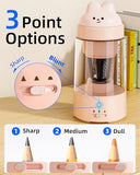 Zmol Electric Pencil Sharpener, Pink Bunny Pencil Sharpener for Colored Pencils, Auto in & Out