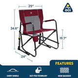 GCI OUTDOOR Freestyle Rocker Camping Chair | Portable Folding Rocking Chair with Solid, Durable Armrests, Drink Holder & Comfortable Backrest — Royal Blue