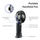 YIYEDWQ Portable Handheld Fan 5000mAh, Rechargeable Mini Fan with LED Display, 180° Foldable Small Desk Fan, 4 Speeds Quiet Personal Fan for Travel Makeup Office Outdoor - Black