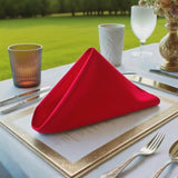 MEANMOY Red 210GSM Cloth Napkins Set of 12 - Washable & Reusable 17x17 Inch Napkins with Hemmed Edges in Wrinkle Free Polyester Fabric for Dinners, Weddings, Parties, Banquets & Everyday Decor