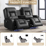 URRED Power Loveseat Recliner Sofa with Massage and Heat，Black
