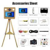 Magic Mirror Photo Booth with Printer and Camera,15.6" Touch Screen Photo Mirror Booth Tripod Wooden Retractable