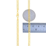Nuragold 10k Real Yellow Gold Cuban Curb Solid Link Chain