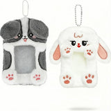2PCS Cute Plush Photocard Holder with Keychain, Cartoon Animal Photo Sleeve ID Bank Badge Holder, Soft Idol Photo Protective Cover for Fans School Office, Best Christmas Birthday Gift