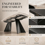 Honyee Extendable Dining Table with Leaf, 65 to 95 Inch Rectangular Sintered Stone