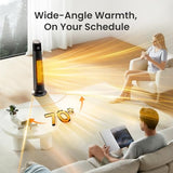 FLANUR 1500W Space Heaters for Indoor Use Large Room, WIFI Electric Heater with Voice Control, 5 Modes, ECO Thermostat, 12H Timer, Quiet & Safety PTC Ceramic Heater for Bedroom, Black, 1 Pack