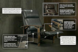Trend Manor Whiskey Barrel Recliner Chair | Handcrafted from Authentic Whiskey Barrels | Italian Leather | Made in USA | Bourbon Finish | Comfortable Recliner
