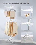 SONGMICS 2-Tier Clothes Drying Rack, 75.2-Inch Folding Laundry Drying Rack with 6 Rotatable Arms, White and Silver ULLR514W01