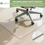 Tempered Glass Chair Mat, Heavy Duty Glass Office Floor Mat for Carpets and Wooden Floor