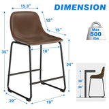 Rfiver PU Faux Leather Bar Stools Set of 6(Brown, 24" Counter Chair x6)