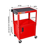 AVJ42C-RD Steel AV Cart with Adjustable Height and Storage Cabinet, Multipurpose Utility Cart