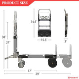 3 in 1 Convertible Hand Truck Dolly Cart with Wheels Collapsible/Folding handtruck Dolly / 2 Straps