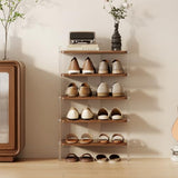 YQJJGL Shoe Rack for Entryway, Solid Wood and Acrylic Structure Shoe Stand, 5-Tier Modern Shoe Shelf, Ideal for Small, Living Room and Walk-in Closet