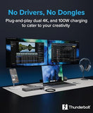 Plugable Thunderbolt 4 Dock for M4/M5 MacBook Air & Pro: 100W Charging Driverless Laptop Docking Station with 4K HDMI Dual Monitor or Single 6K