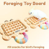 Parrot Toy Cork Pulling Puzzle – 30x Natural Cork Stoppers with Wooden Cookie Shaped Base, Small Medium Parrot Chew Toy for Boredom Buster, Cage Mount Foraging Toy