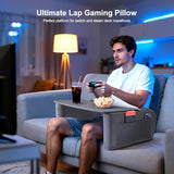 Reading Pillow for Gaming with Ergonomic Arm Rests, Wooden Lap Desk for Laptop