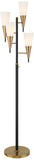 Possini Euro Design Quatro Mid Century Modern Tree Floor Lamp 71" Tall Black Warm Gold Metal 4-Light Frosted Glass Cone Shades Decor for Living Room Reading House Bedroom Home Office House