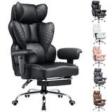 COMHOMA Big and Tall Office Chair Heavy Duty Wide Ergonomic Gaming Chair with Deluxe Embossing Leather with Foot Rest 150°Reclining Adjustable Armrests Pocket Spring Back Support and Without Pillow