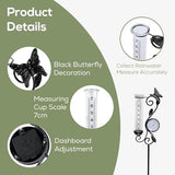 Voumsil Rain Gauge Outdoor with Thermometer, Butterfly Metal Garden Stake