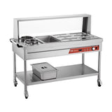 VEVOR Commercial Food Warmer, 7 Pans + 2 Pots Electric Steam Table, 1800W Professional Buffet Catering Food Warmer with Shield Undershelf Wheels, Stainless Steel Server for Party Restaurant Hotel