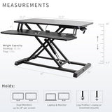 Height Adjustable Sit to Stand Riser, Dual Monitor and Laptop Workstation with Wide Keyboard Tray