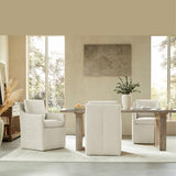KISLOT Upholstered Dining Chairs with Casters, No Assembly Modern Accent Armchair with Rollers for Dining Room, Bedroom, Living Room, Reading Room, Already Assembled, Beige, 4 Box