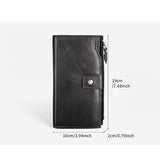 Leather Men's Wallet Long Business Retro Oxhide Large Capacity Zipper Handbag